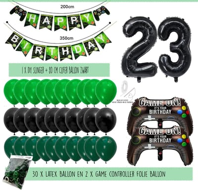 Snoes Mega Game Gamers Helium Verjaardags Ballonnen Feestdecoratie Black Cijfer Ballon nr 23