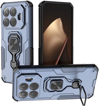 MobyDefend Hoesje - Geschikt voor Xiaomi 15T Pro - Dubbelgelaagde Pantsercase Met Standaard - Blauw