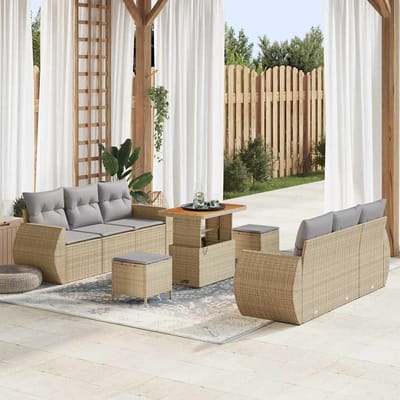 vidaXL - Tuinbank - Set - 9 - st - 6-Aantal - zitplaatsen - Beige - en - Lichtgrijs