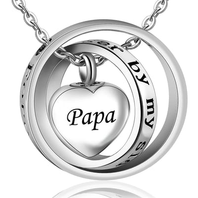 WiseGoods Premium Ashanger Papa - Met Ketting Zilver Kleur - Gedenksieraad Voor As Of Haren - Vader / Ouder In Memoriam - RVS
