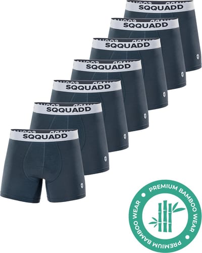 SQQUADD® Bamboe Ondergoed Heren - 7-pack Boxershorts - Maat S - Comfort en Kwaliteit - Voor Mannen - Bamboo - Grijs