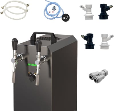 Complete set - Biertap - stream 50/K 2-kraans RVS, 50 liter/u, met membraanpomp - Biertap, Beertender, Thuistap, Bierkoeler, NC Adapter