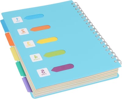 Notitieboek 5 vakken - College schrift - Notities organiseren - Waterdichte kaft - B5 formaat - Blauw