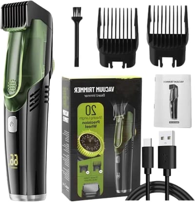 Baardtrimmer met Vacuüm - Gezichtshaartrimmer Snor trimmer - Netjes Trimmen - Geïntegreerd Vacuümsysteem - IPX6 Waterdicht - Zwart
