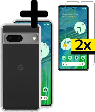 Hoesje - Met 2x Screenprotector - Geschikt voor Google Pixel 7 - Sterk & Shockproof - Back Cover - Siliconen Case - Telefoon Hoes - Telefoonhoesjes - Transparant