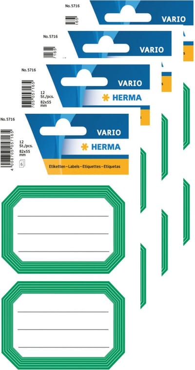 Herma Schoolboeken etiketten - stickers - 48x - groen/wit - 8.2 x 5.5 cm