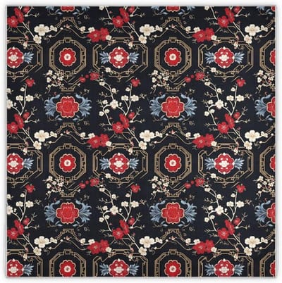 Zijden Sjaal - Bloemen Wrap - Mode Accessoire - Kreukvrij Onderhoud - 90x90 cm - Rood Zwart