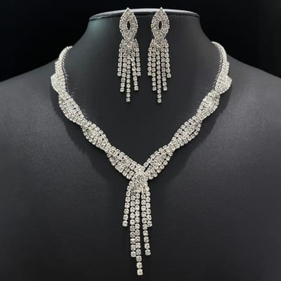 Ketting Oorbellen Kwastje Bruiloft Sieradenset Strass Hanger Bruiloftsbanket Twist Bruidsjurk Accessoires