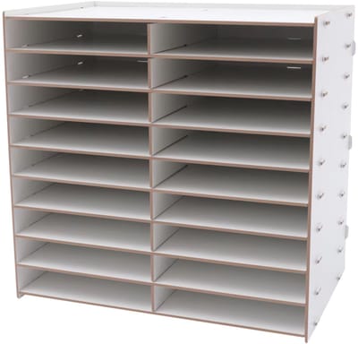 Houten papieren brievenbak met 18 compartimenten – Voor het opbergen van documenten, tijdschriften en papieren – opbergrek met gescheiden lagen voor georganiseerd gebruik – 12,0 cm (afstand tussen lagen) – bruin en naturel – hout