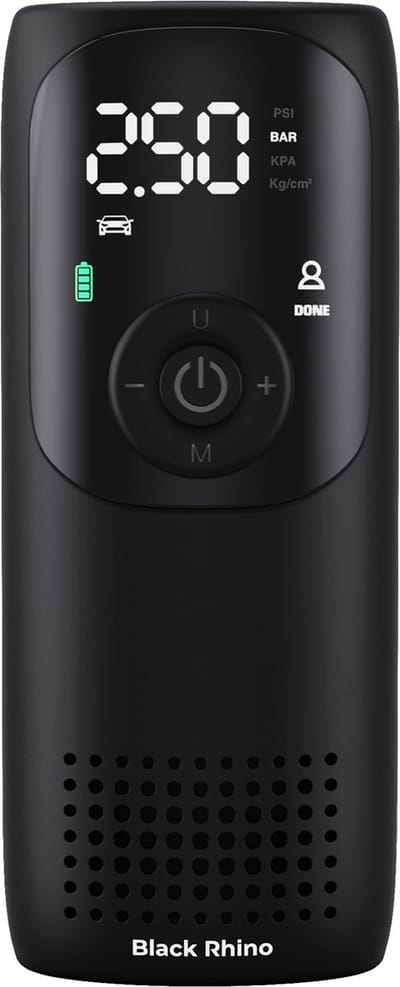 Black Rhino AeroBoost T-1 - Compacte Luchtcompressor - Elektrische Fietspomp - 4000 mAh Batterij - Powerbankfunctie - Dual Digitale display - Multifunctioneel - Werktijd 16 Minuten