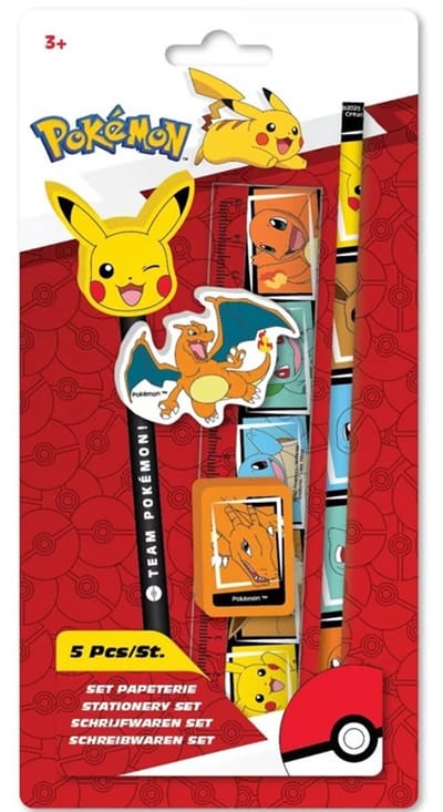Pokemon schrijfwarenset 5-delig – potloden gum liniaal - Schoolspullen - Pikachu - Charizard - Charmander