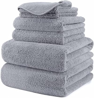 PromoHome Microvezel Handdoeken Set - 6 Stuks Extra Groot - Sneldrogend, Niet-Pluizend, Superzacht - Grijs - 152 x 76,2 cm - Perfect voor Badkamer, Zwembad, Gym, Reizen
