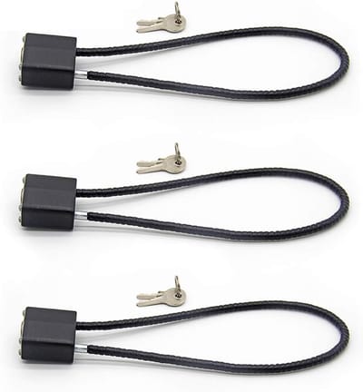 3-pack - 15" kabelslot - antidiefstalslot met sleutel, universeel deur-/kluisslot - zwart