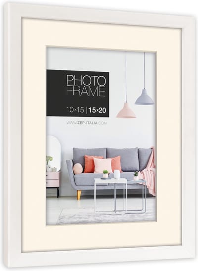ZEP - Kunststof Fotolijst Edison Wit met Passe-Partout voor foto 9x13 / 13x18 cm - NP57W