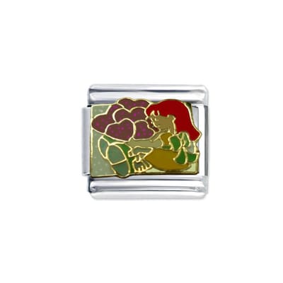 Schakel Bedel - Meisje met 3 hartjes - 9mm - voor Italiaanse Bedelarmband - Schakelarmband
