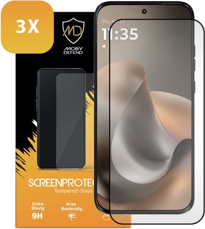 3-Pack MobyDefend Screenprotectors - Geschikt voor Motorola Moto G67 / G77 / G87 - Screensavers Met Zwarte Randen - Gehard Glas
