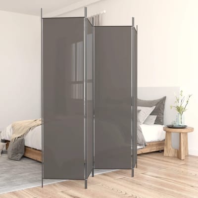 vidaXL - Kamerscherm - met - 4 - panelen - 200x220 - cm - stof - antracietkleurig