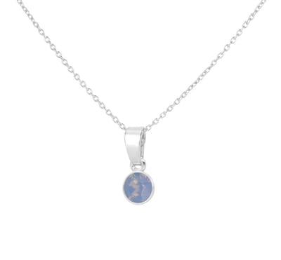 ARLIZI 2073 Ketting blauw opaal Swarovski kristal hanger - sterling zilver - 44 cm