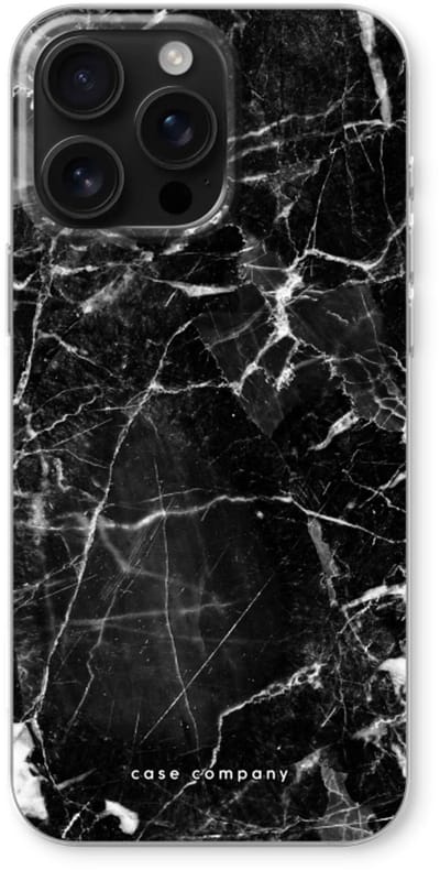 Case Company® - Hoesje geschikt voor iPhone 16 Pro Max hoesje - Zwart Marmer - Soft Cover Telefoonhoesje - Bescherming aan alle Kanten en Schermrand