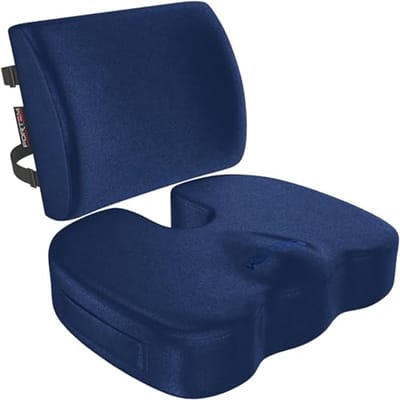 Zitkussen en Lendensteun voor Bureaustoel - Memory Foam Antislip Rug- en Zitsteun