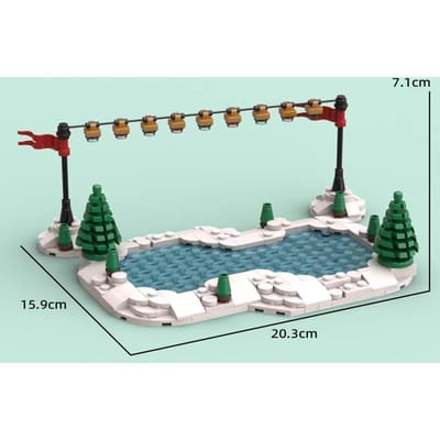 Winter Kerst schaatsbaan MOC bouwsteen speelgoed kleine deeltjes geassembleerd puzzel voor kinderen vakantiecadeau PDF drawings gray