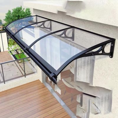 Deurluifel Aluminium - Terras Markies - Regenbescherming Buiten - Stil Geluidsarm Ontwerp - 60 x 100 cm - Grijs