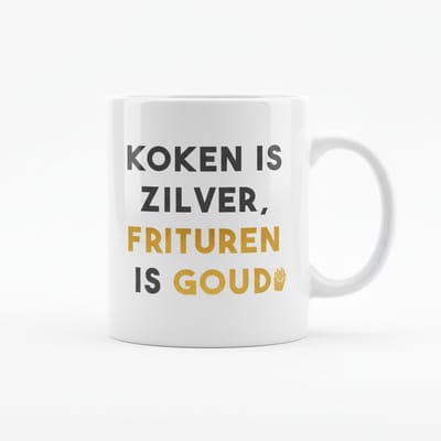 Koken Is Zilver Frituren Is Goud Mok – Grappige Keuken Quote – 330 ml Keramische Koffiemok Cadeau