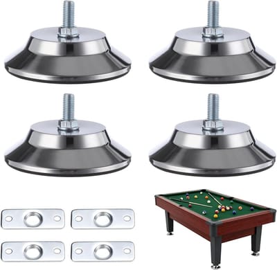 Pooltafel Levelers - Biljartsteunvoeten - Tafel Stabiliseren - Verstelbare Hoogte - 127 cm - Zilver