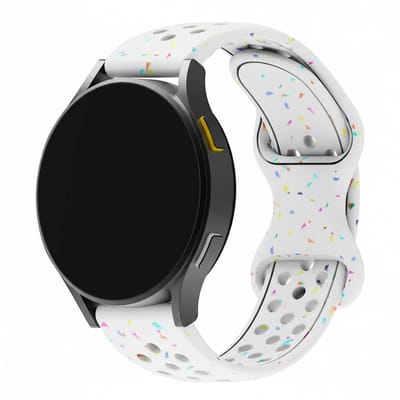 Siliconen bandje - geschikt voor Garmin Venu 2s / 3s / 4 (41mm) / Vivoactive 4s / Forerunner 255s / 265s - Huawei Watch GT 5 Pro - 42mm / GT 6 / GT 5 / GT 4 - 41mm - spikkels - wit