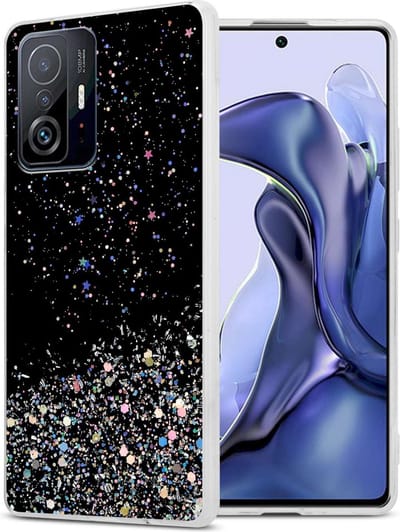 Cadorabo Hoesje geschikt voor Xiaomi 11T / 11T PRO in Zwart met Glitter - Beschermhoes van flexibel TPU silicone met fonkelende glitters Case Cover Etui