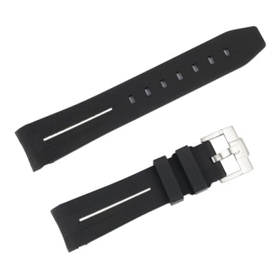 Horlogebandje 20mm - Voor Omega x Swatch MoonSwatch - Rolex Horloge - SEIKO Horloge - Zacht Rubber - Zwart met witte streep