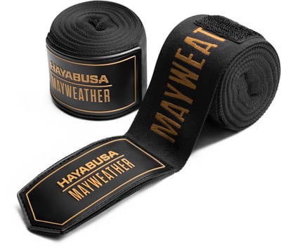 Hayabusa Mayweather Deluxe Handwraps 450 cm – Zwart/Goud | Deluxe Support & Locked‑In Fit -