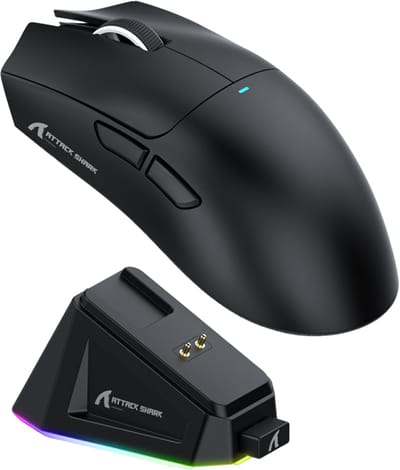 Tri-Mode Gaming Muis met Magnetisch RGB Oplaadstation, Draadloze Bluetooth Muis, 22000 DPI