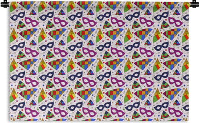 Wandkleed - Wanddoek - Carnaval - Patronen - Maskers - 180x120 cm - Wandtapijt