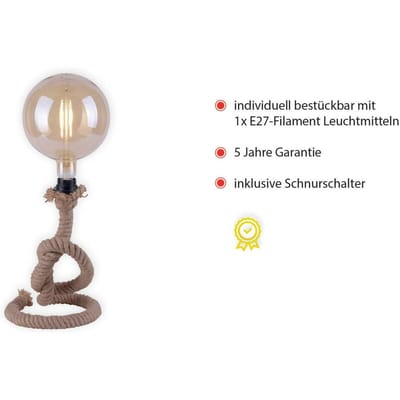 JUST LIGHT. GmbH Tafellamp Rope van dikke kabel