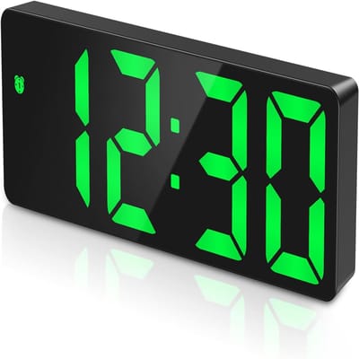 carmdering - Digitale Wekker -Grote LED Digitale Wekker– Alarmklok – Groen Display – Alarmklok - Dimbaar display - Digitale klok slaapkamer