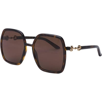Gucci Dames Vierkante Bruine Aviator Zonnebril 55mm Dames zonnebril GG0890S-002 55 black