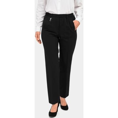 Trevira-broek CARLA met elastische tailleband en scheerwol - zwart - Gr. 38 van Goldner Fashion