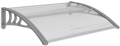 Deur Luifel 100x75cm Zilver Aluminium en Kunststof Paneel UV-werend incl. Montageset voor Buitenmuur Raam