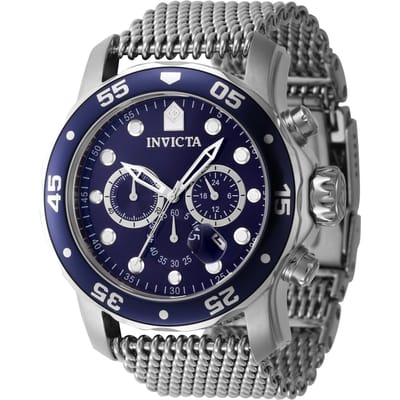 Invicta Pro Diver 47237 Heren Horloge - Quartz Uurwerk - Roestvrij Staal met blauwe Wijzerplaat - 48mm
