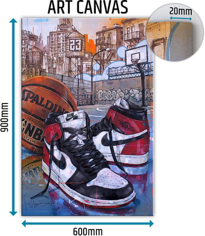 Sneaker canvas basketball black toe 60x90 cm
