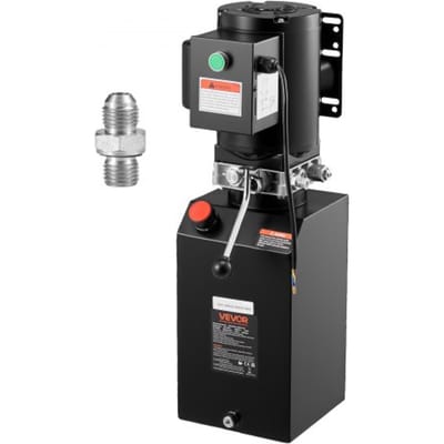 VEVOR hydraulische pomp, hydraulische unit AC 220 V, 15 qt enkelwerkende hydraulische unit, oliestroom van 6,3 l/min, max. persdruk 22 MPa voor kiepwagens, autoreparatiewerkplaatsen en autoliften, zwart