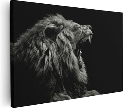 Artaza Canvas Schilderij Leeuwenkop - 30x20 cm - Klein - Muurdecoratie Dierenkop - Wanddecoratie Woonkamer - Kamer Accessoires