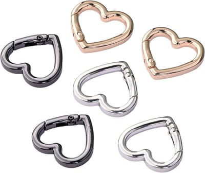 Hartvormige Karabijnhaken - Kleine Haken - Sleutels Organiseren - Roestbestendig Materiaal - 6 Stuks - Goud Zilver Zwart