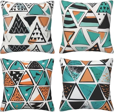 Kussenhoezen voor bank, 65 x 65 cm, set van 4, fluwelen met verborgen ritssluiting, driehoekig, groen en zwart, vierkant, voor bank, woonkamer, slaapkamer en stoel, decoratief, I7139