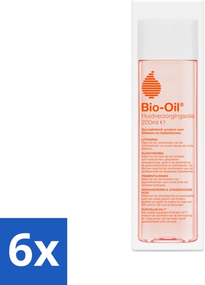 6 x Bio-Oil Huidverzorgingsolie 200 ml - Huidverzorging - Littekens - Striemen - Pigmentvlekken - Huidveroudering