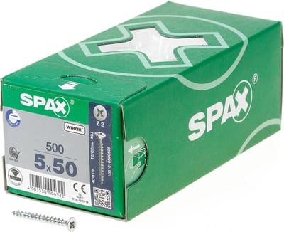 Spax Spaanplaatschroef platverzonken kop verzinkt pozidriv 5.0x50mm (per 500 stuks)
