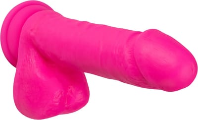 Blush Dildo Love Toy NEO ELITE 8 INCH SILICONE DUAL DENSITY COCK WITH BALLS NEON Roze