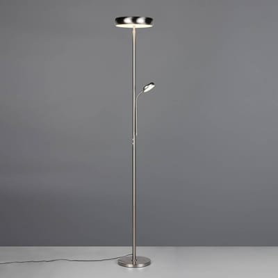 Reality Leuchten LED vloerlamp Palermo, nikkel mat, afstandsbediening, geheugen
