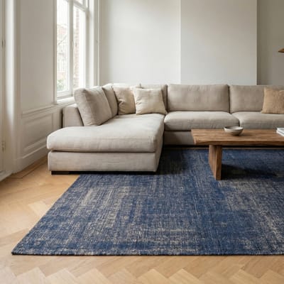 DÉJA Living Vloerkleed 200x290cm - Laagpolig Blauw Stof - Emren